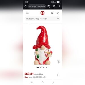 Red Gnome Figurine with Heart and Flower